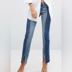 Blank NYC two-tone split hem mid rise jeans